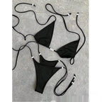 Black Micro String Bikini Set
