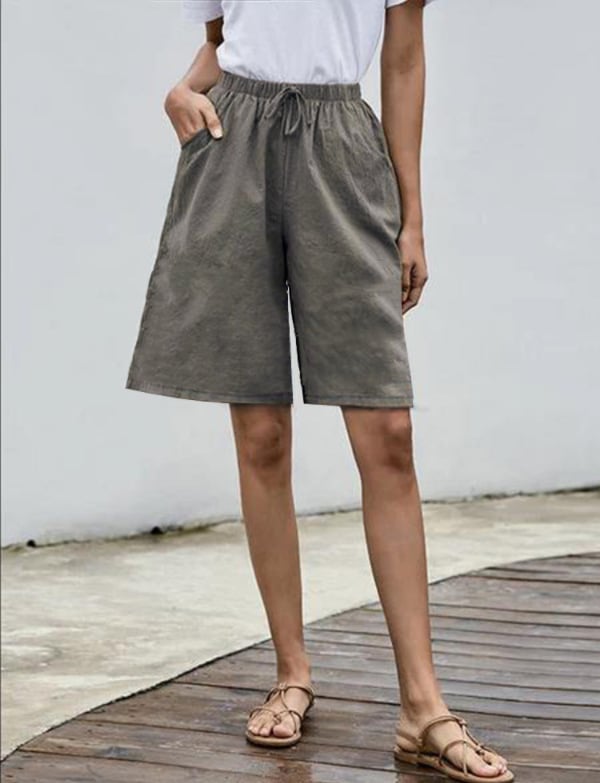 Plus Size Cotton Linen Five-Point Shorts for Women