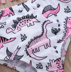 Girls Dinosaur Print Fringe Two-Piece Swimsuit Set