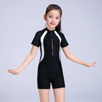 Girls' One-Piece Zip Rashguard Swim Dress