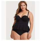 Plus Size Bustier Peplum Tankini Set