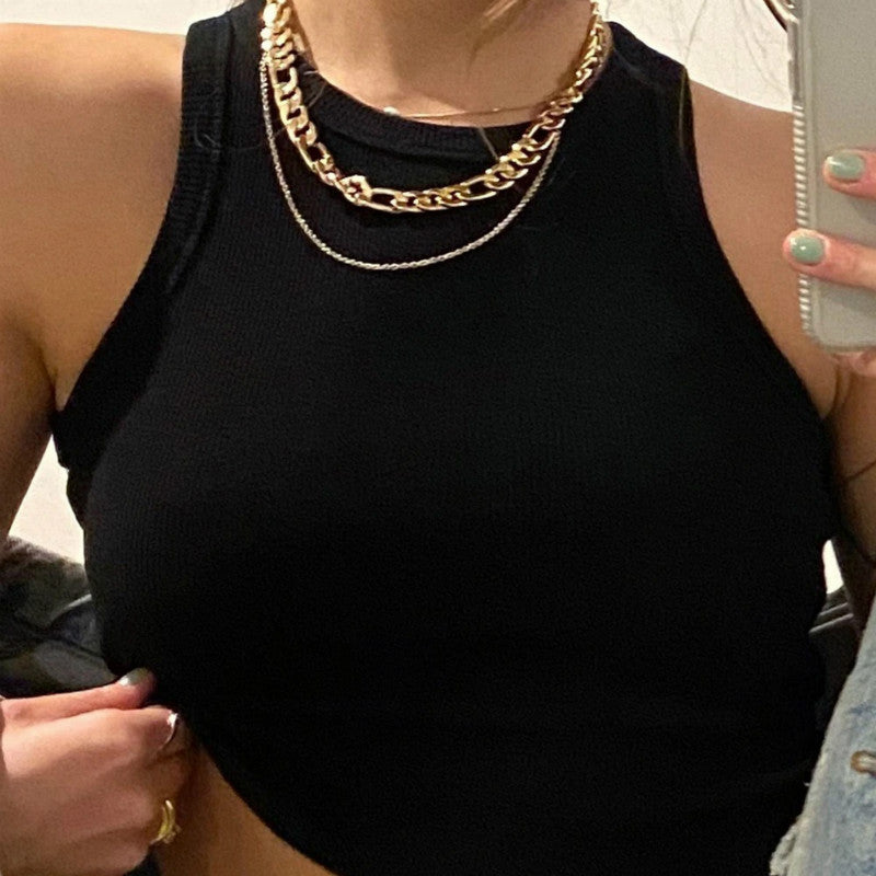 Ribbed Racerneck Crop Tank Top