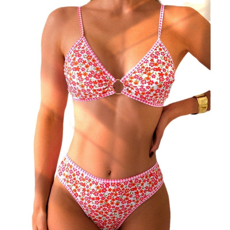 Leopard Ring-Front Bikini Set