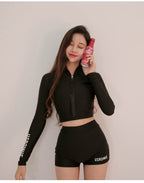 Women's Long-Sleeve Zip Rash Guard and Swim Shorts Set