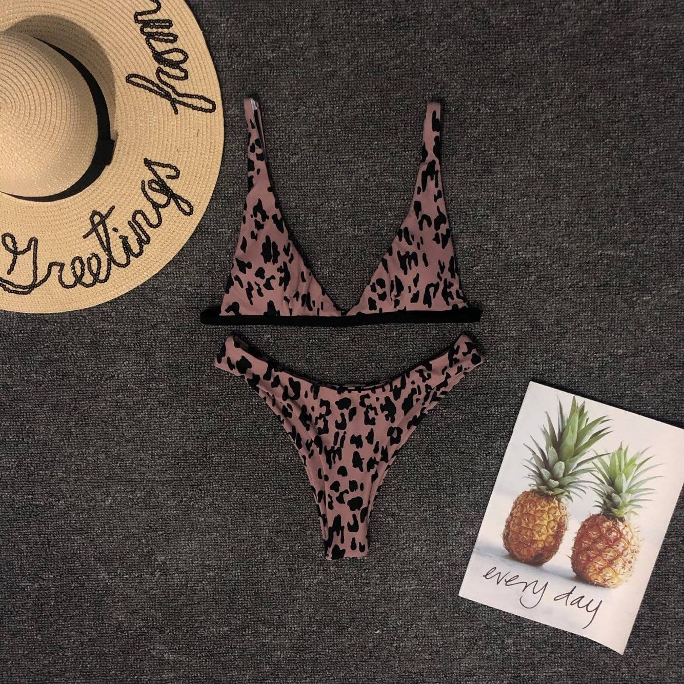 Leopard Print Triangle Bikini Set