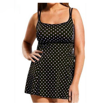 Plus Size Polka Dot Skirted Swim Dress