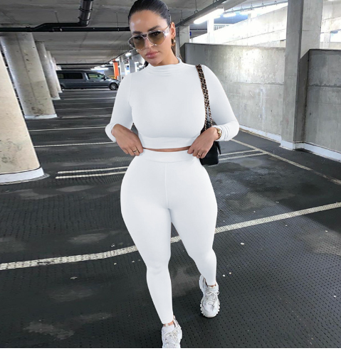 2019 Autumn Winter Women's Casual Crop Top & Pants Set