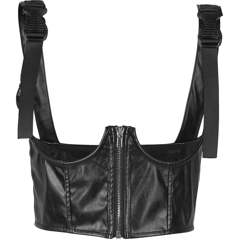 Trendy PU Leather Crop Top for Women - Street Style