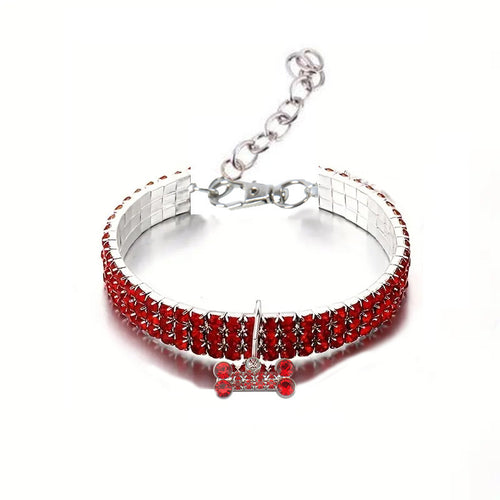 3-Row Rhinestone Pet Necklace for Small Dogs and Cats