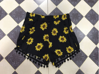 Summer Women's Floral Print Beach Shorts with Elastic Waist