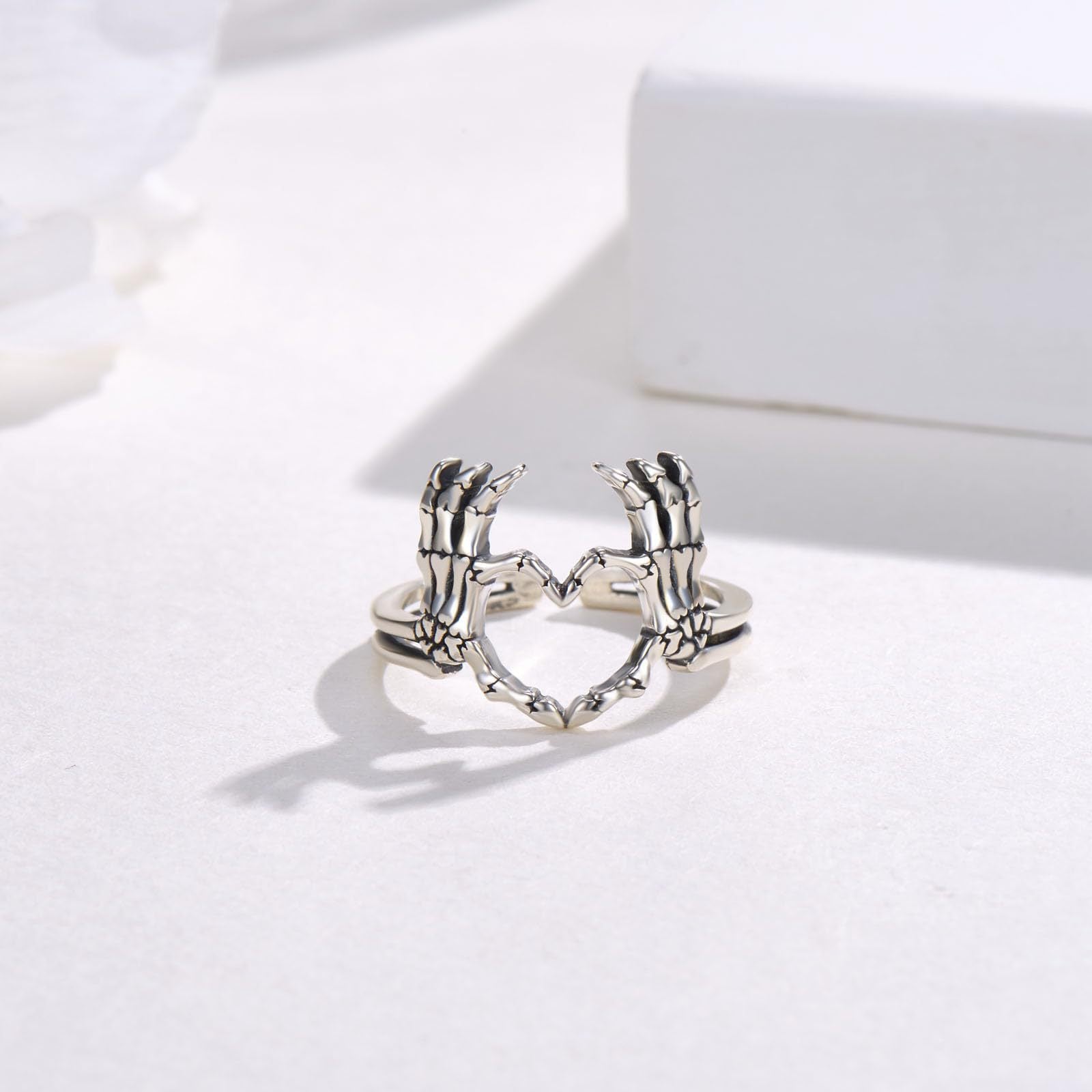 Skeleton Hands Heart Ring