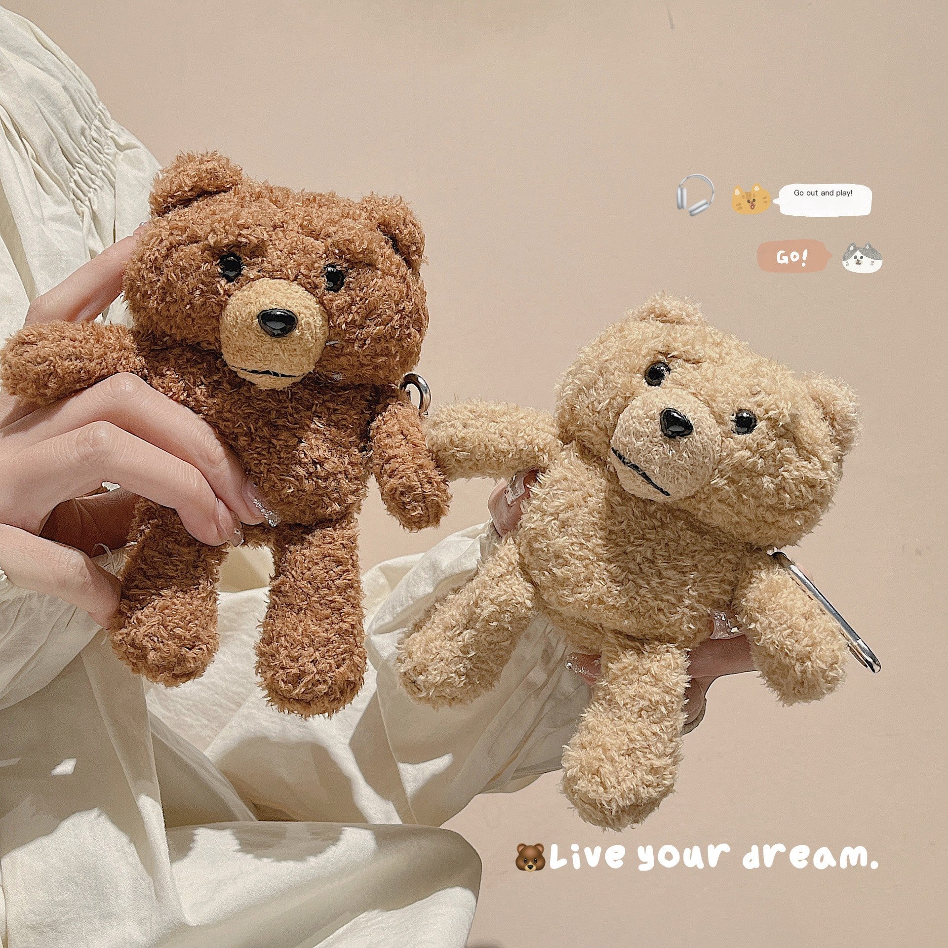 Plush Cartoon Teddy Bear AirPods Case for Apple 1/2