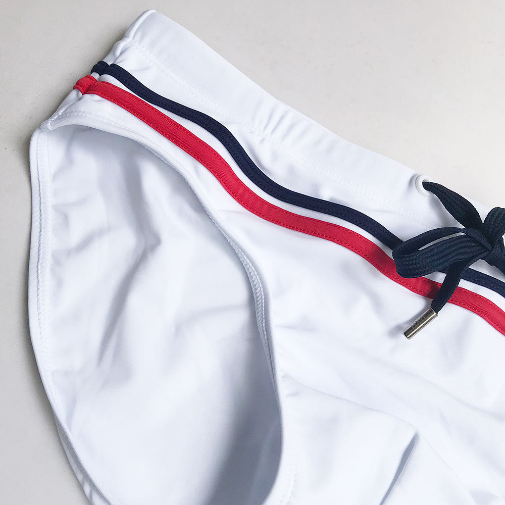 Men's Striped Yellow Swim Briefs