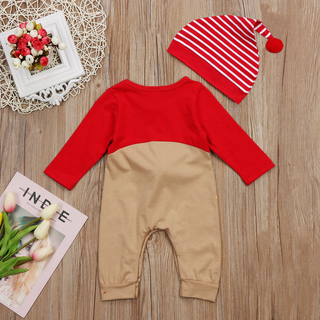 Baby Christmas Reindeer Romper with Hat