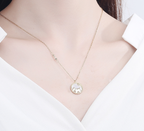 Gold Dog Pendant Necklace with Shell Inlay