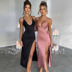 Women's Deep V Spaghetti Strap Bodycon Dress