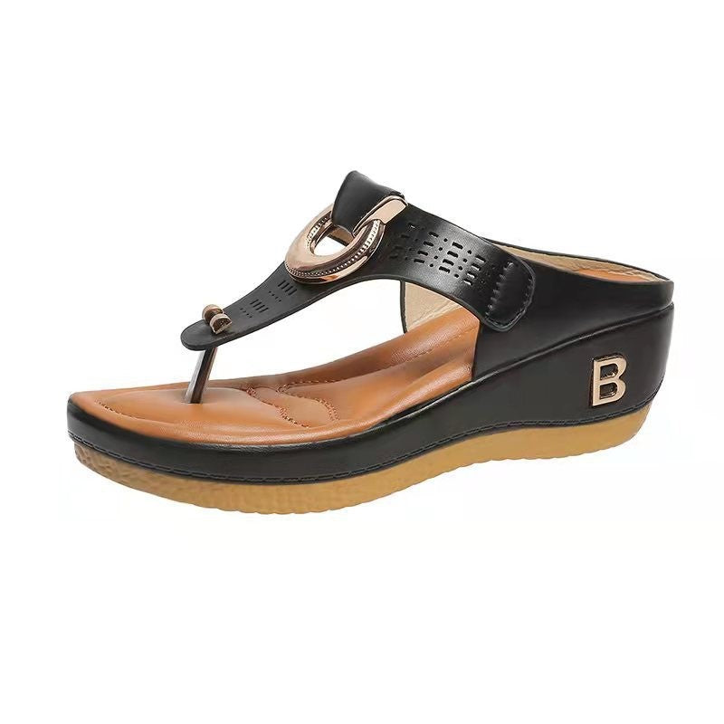 Women's Summer Beach Thong Wedge Sandals for Daily Use
