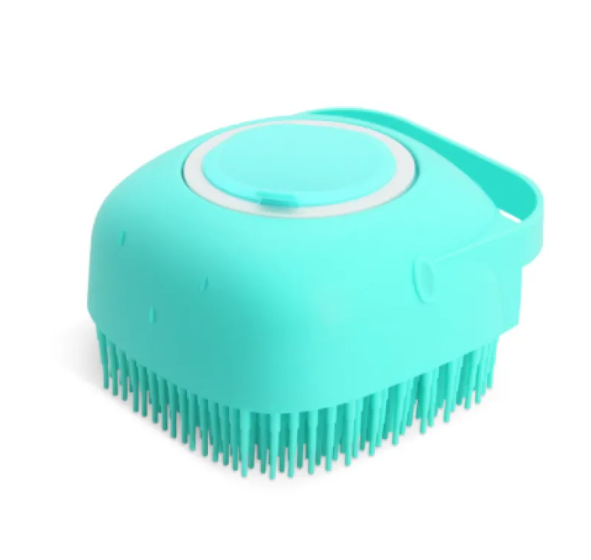 Silicone Pet Bath Brush with Soap Dispenser, Soft Massage Grooming Scrubber for Dogs and Cats, Shedding Shampoo Comb with Finger Strap