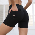 Women's High Waist Yoga Shorts with Pockets