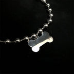 Stainless Steel Dog Tag Necklace with Bone Design