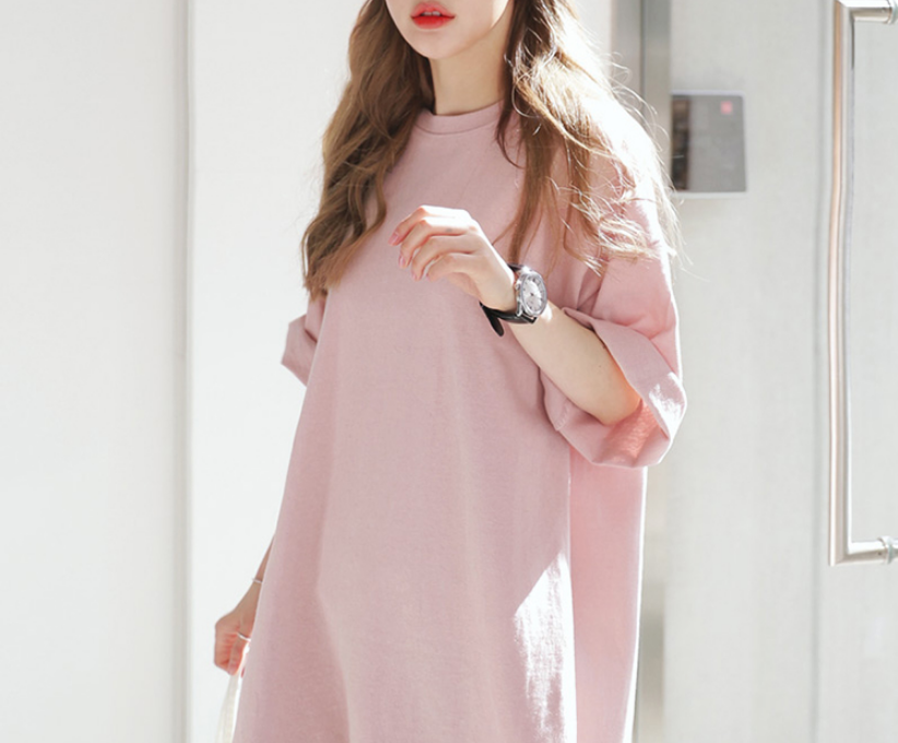 Casual Loose Maxi Dress with Short Sleeves