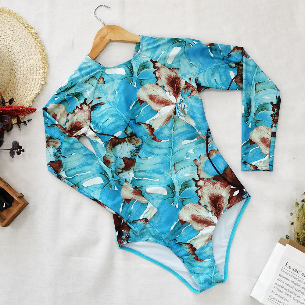 Women's Long Sleeve Printed One-Piece Surf Swimsuit
