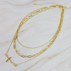 Side Hanging Cross Layered Chain Necklace | Christian Jewelry