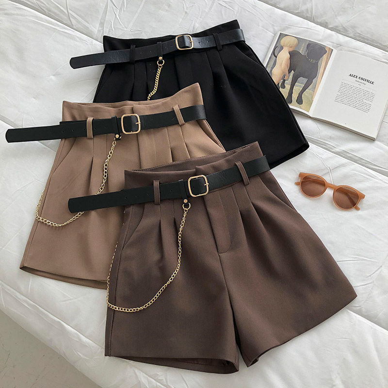 High-Waisted A-Line Wide-Leg Shorts for Women 2024