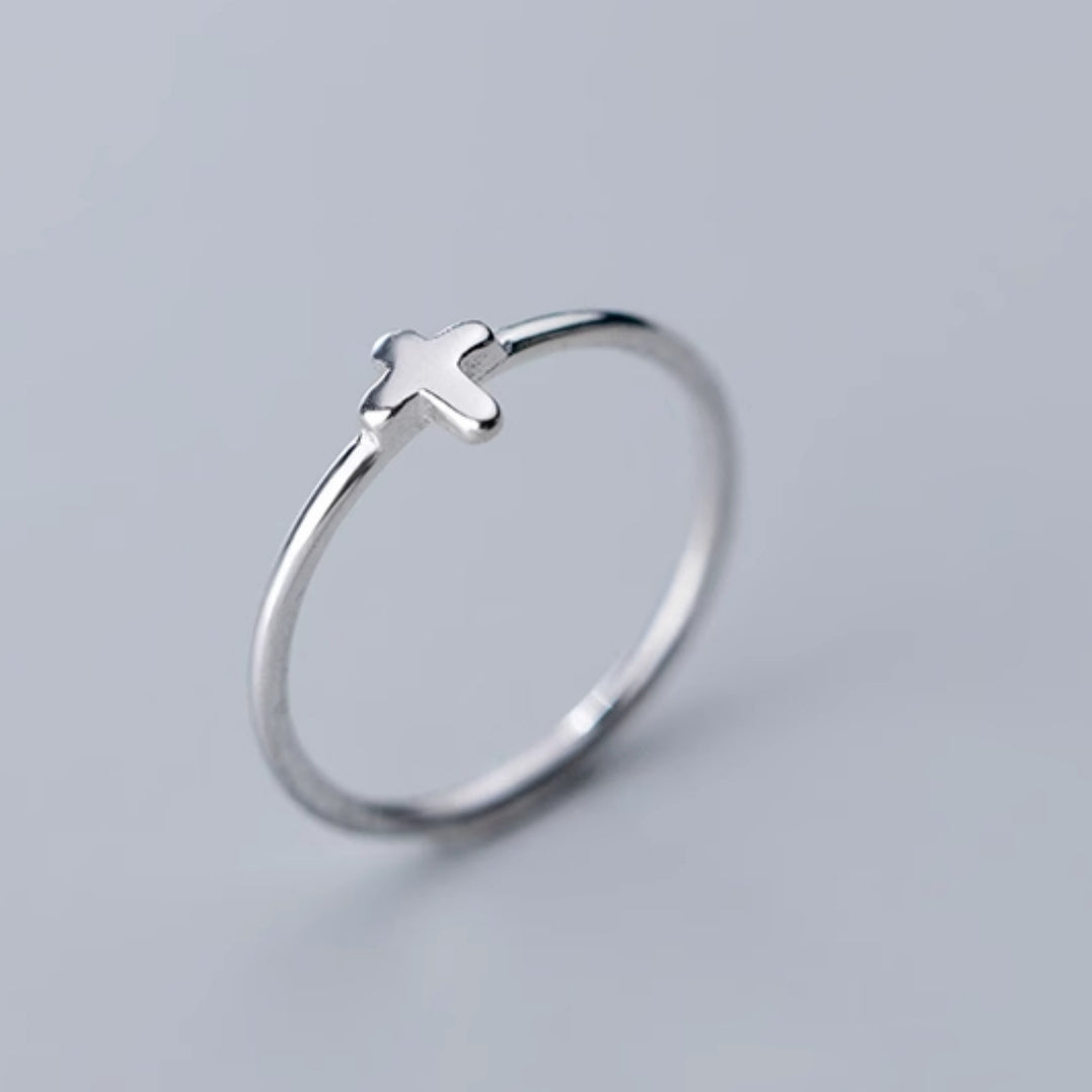 Elegant Minimalist Cross Silver Ring