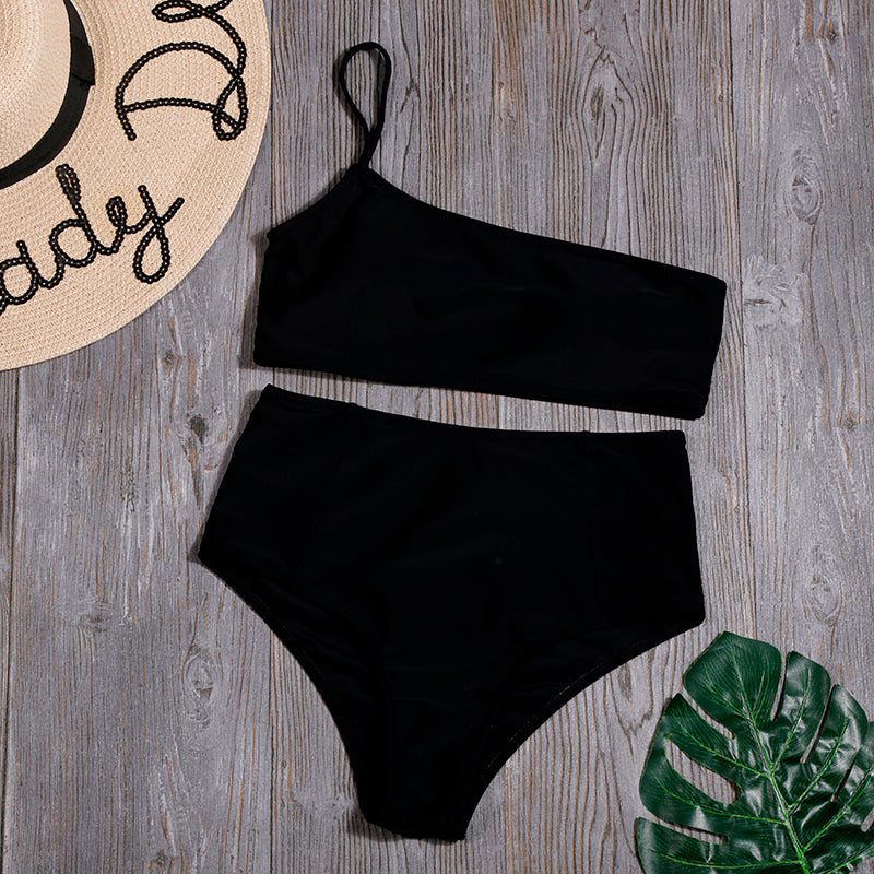 High-Waisted One-Shoulder Bikini Set