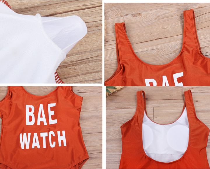 Women's 'Bae Watch' Slogan One-Piece Swimsuit