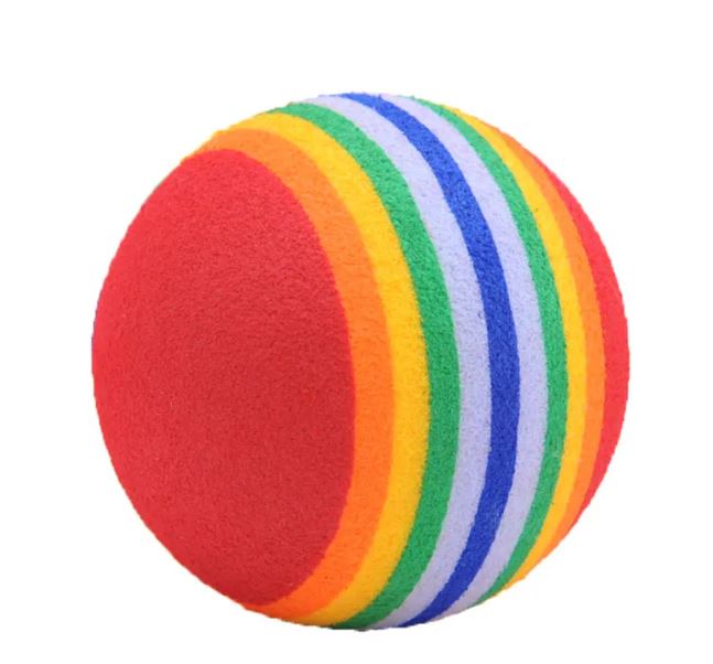 Rainbow Foam Cat Balls, Soft EVA Lightweight Bouncy Play Balls for Cats & Kittens, Colorful Interactive Chase & Pounce Toy, 3.5cm, Multipack