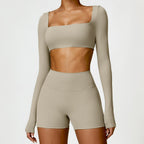 Women's 2PCS Yoga Tracksuit with Leggings and Crop Top