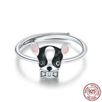 Silver Enamel Dog Ring