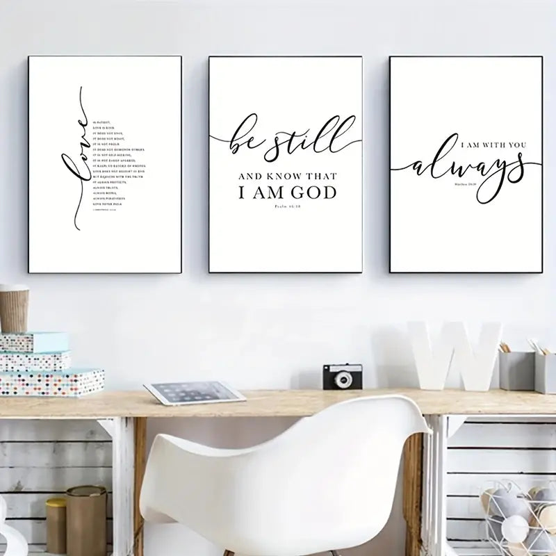 3pc Frameless Christian Bible Verse Prints | Christian Home Decor