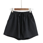 Women's Loose Cotton Linen Summer Shorts with Elastic Waist