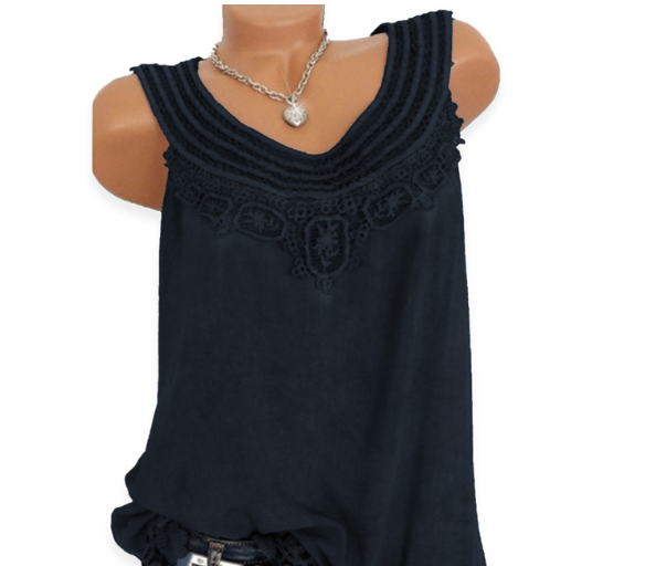 Lace Multicolor Sleeveless Women's Tank Top