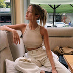 Ribbed Racerneck Crop Tank Top