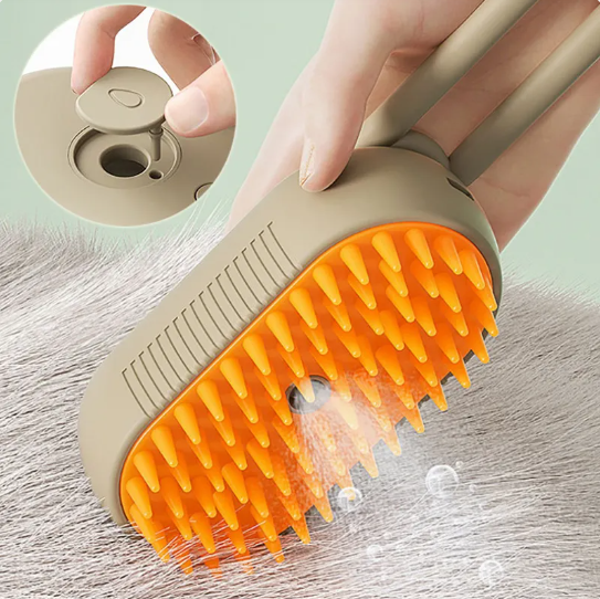 3-in-1 Electric Steam Pet Grooming Brush Rechargeable Self-Cleaning Massage Comb with Silicone Bristles for Cats and Dogs Deshedding and Detangling