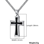 Minimalist Stainless Steel Red Cross Pendant Necklace