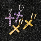 Square Zircon Cross Earrings for Fashionable Styles