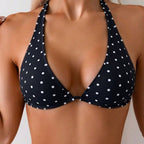 Black Polka Dot Triangle Bikini Set