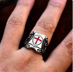 Stainless Steel Cross Shield Ring