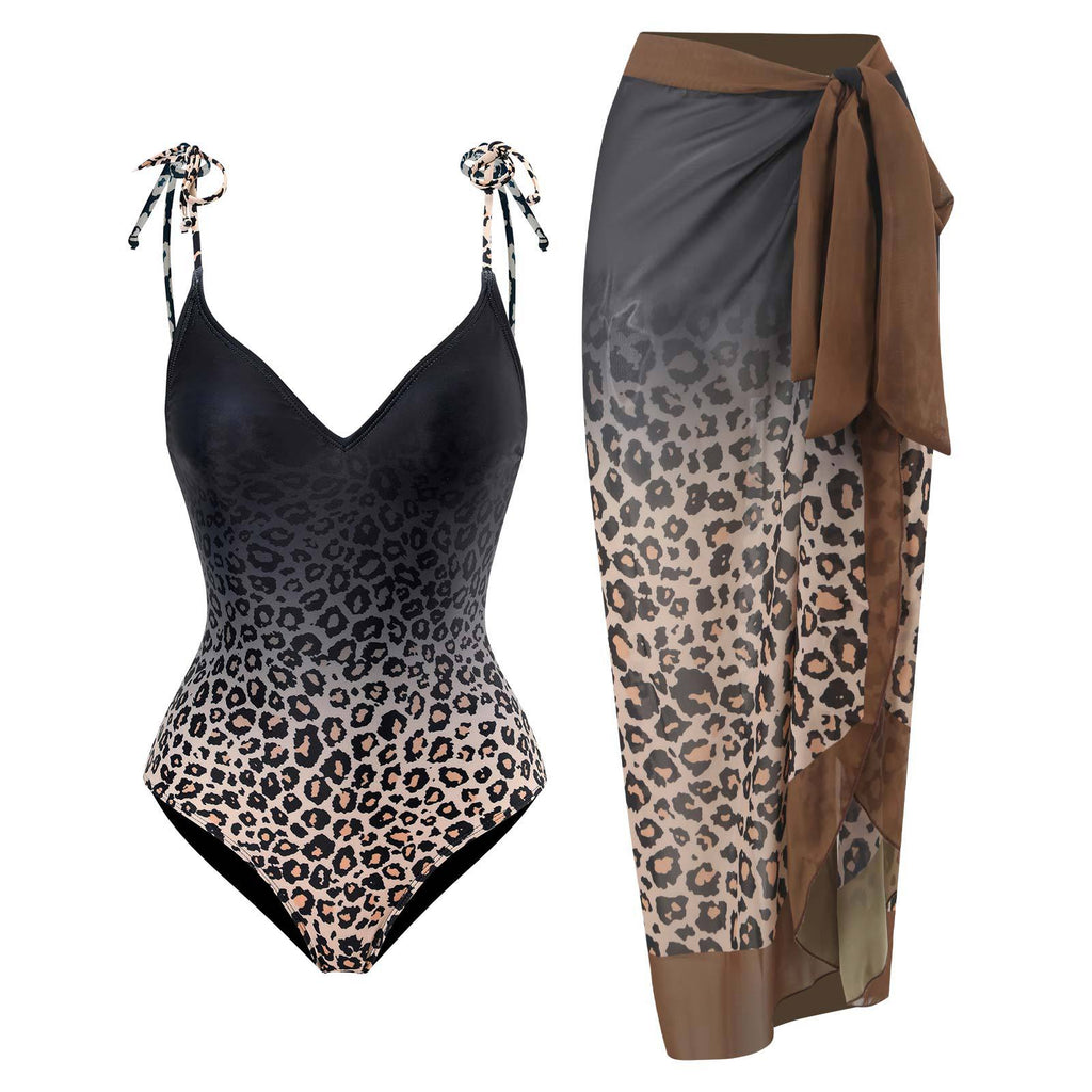 Leopard Print Sheer Beach Sarong Cover-Up