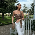 Leopard Print Straight Midi Skirt