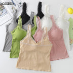 Women's Camouflage Tank Top with Lace Edge