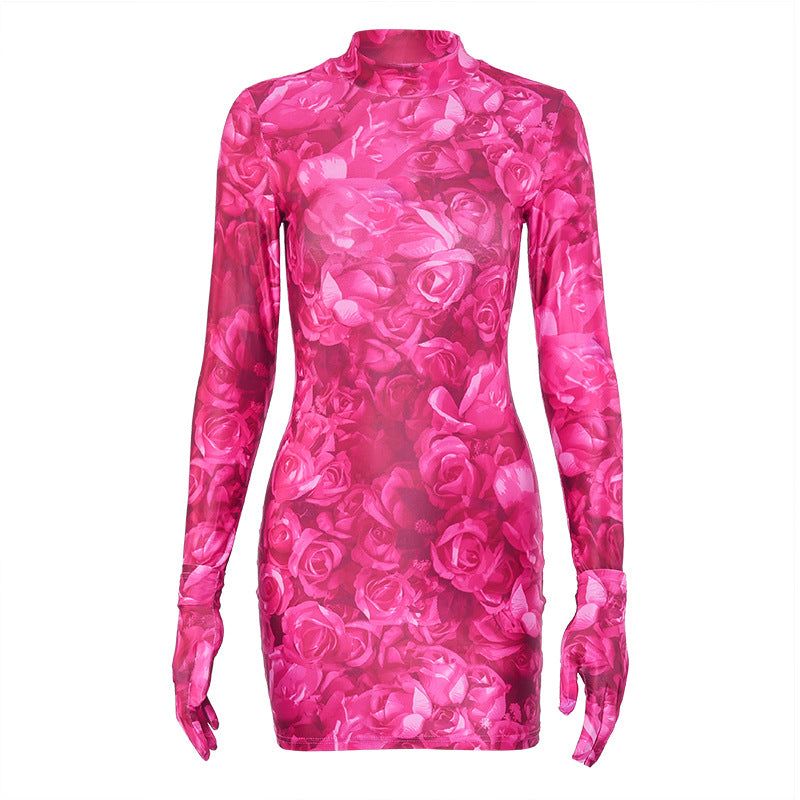 Printed Long Sleeve Dress with Gloves - Summer Fashion 2020