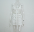 Tie-Front Ruched Bodycon Mini Dress