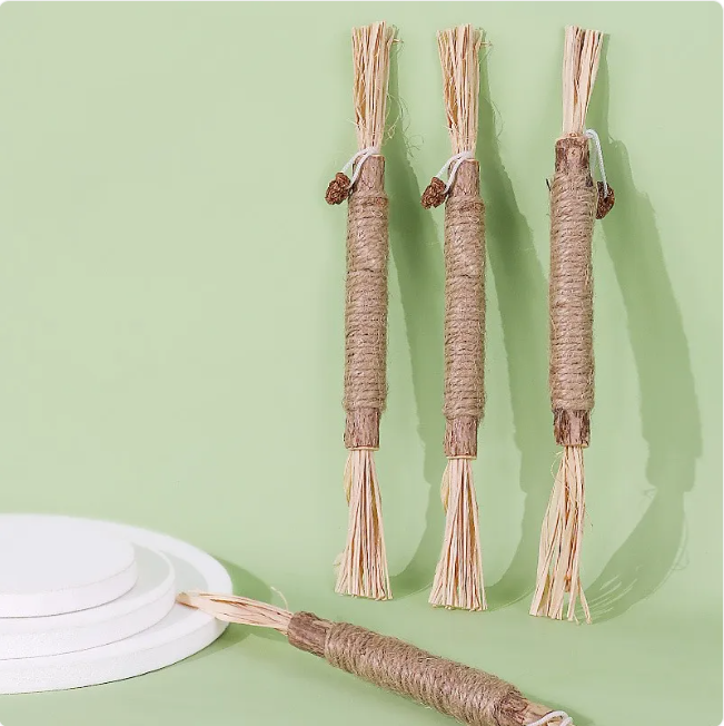 Natural Silvervine Cat Chew Stick, Cotton Rope Wrapped Dental Teeth Cleaning Toy for Cats and Kittens, 22cm