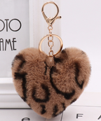 Leopard Print Plush Heart Keychain | Accessory
